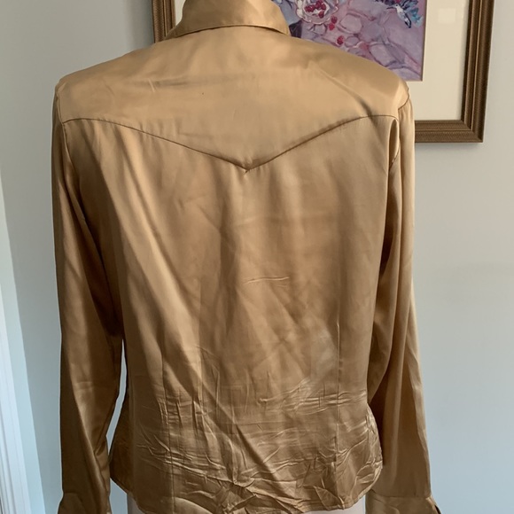 Gold satin blouse size 12 vintage - Picture 5 of 5